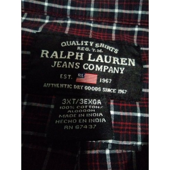 RALPH LAUREN JEANS COMPANY MEN'S Snap Purple CHECKERED SHIRT SIZE 3X - Picture 4 of 4